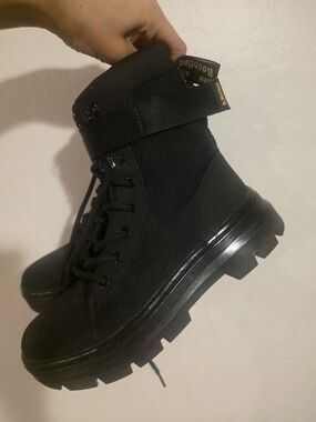 Black Canvas Lug Sole Combat Boots